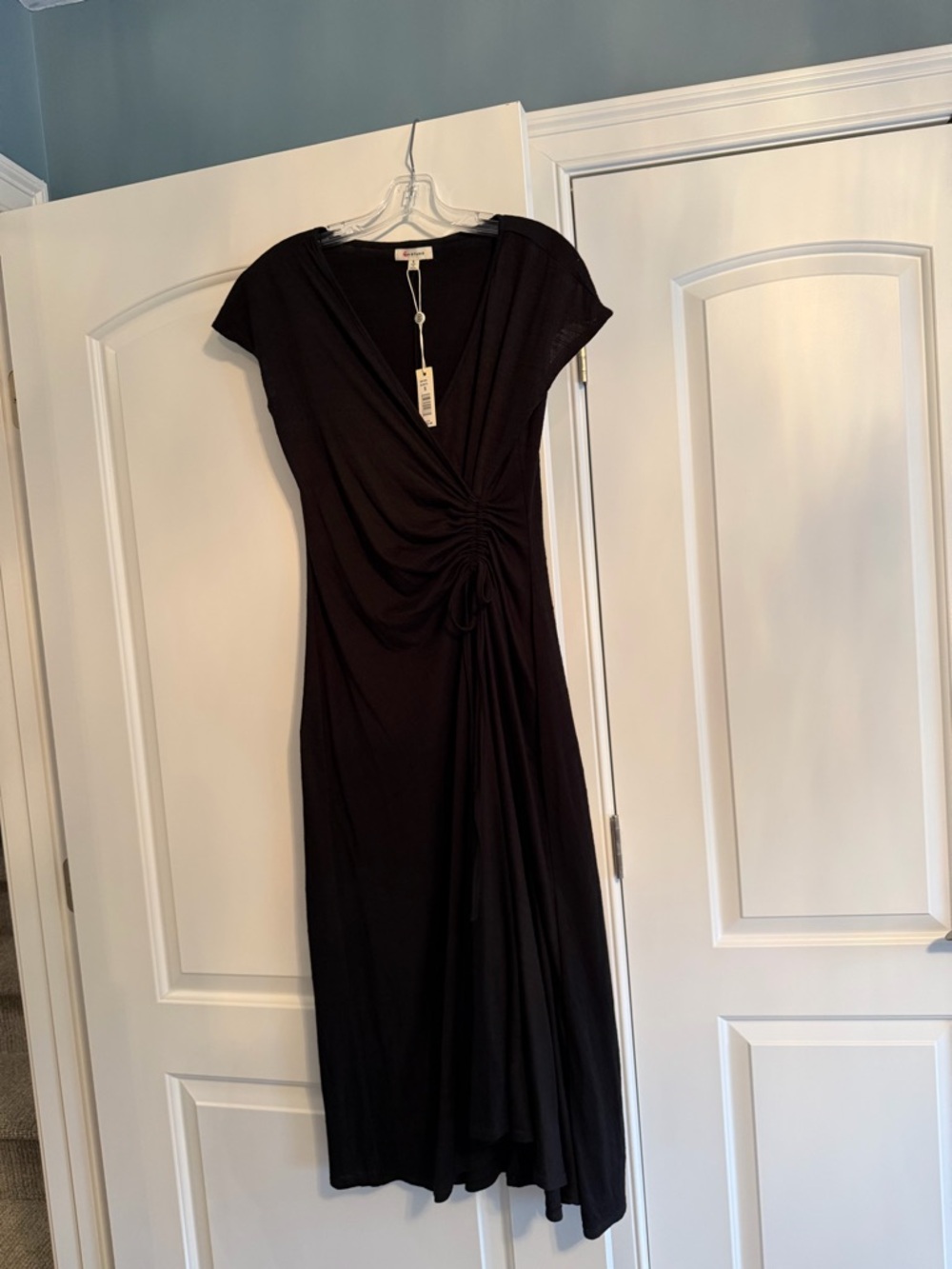 Max Studio  Black Ruched V-Neck Women's Dress